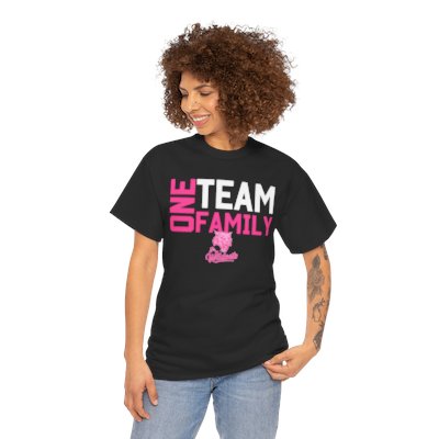 Pink One Team, One Family - Unisex Heavy Cotton Tee