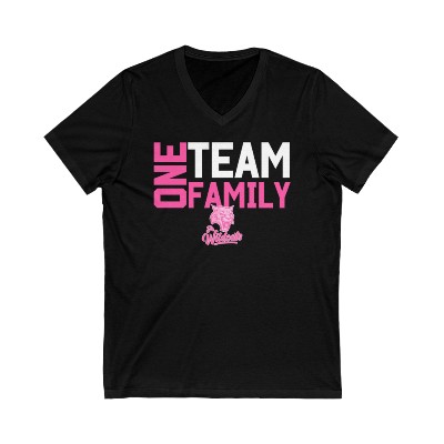 Pink One Team, One Family - Unisex Jersey Short Sleeve V-Neck Tee