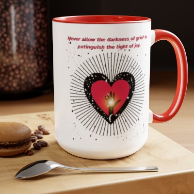 Grief - Joy, Light Heart, Two-Tone Coffee Mugs, 15oz