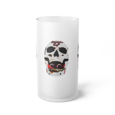 Frosted Glass Knightmare's Game  Skull Beer Mug