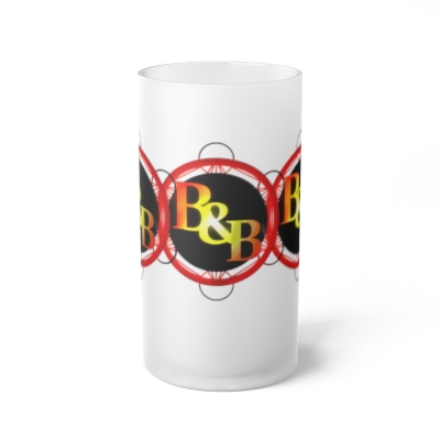Frosted Glass Bald and Bonkers Emblem Beer Mug