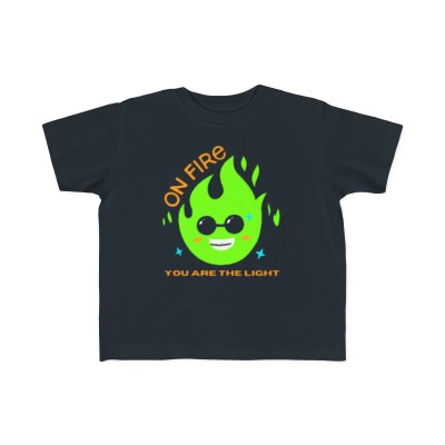 Light Passers Marketplace Burning "ON FIRE YOU ARE THE LIGHT" Toddler's Fine Jersey Tee in white, black , Navy and Grey