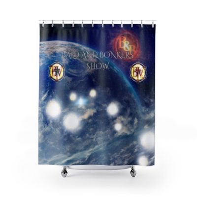 Bald and Bonkers Show Extended banner Alien Arrival Shower Curtains