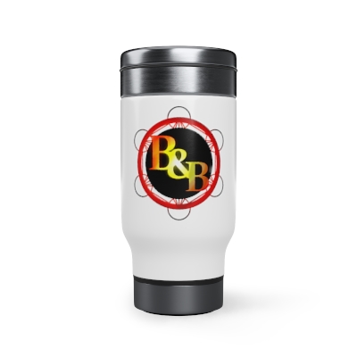 Stainless Steel Bald and Bonkers Emblem Travel Mug with Handle, 14oz