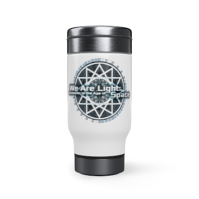 Stainless Steel We Are Light Travel Mug with Handle, 14oz