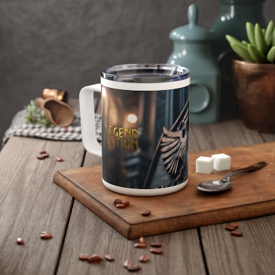 LegendFiction White Insulated Travel Coffee Mug, 10oz