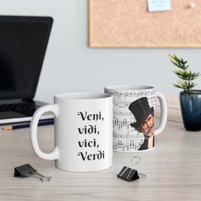 "Veni, vidi, vici, Verdi" Verdi Sheet Music Ceramic Mug 11oz