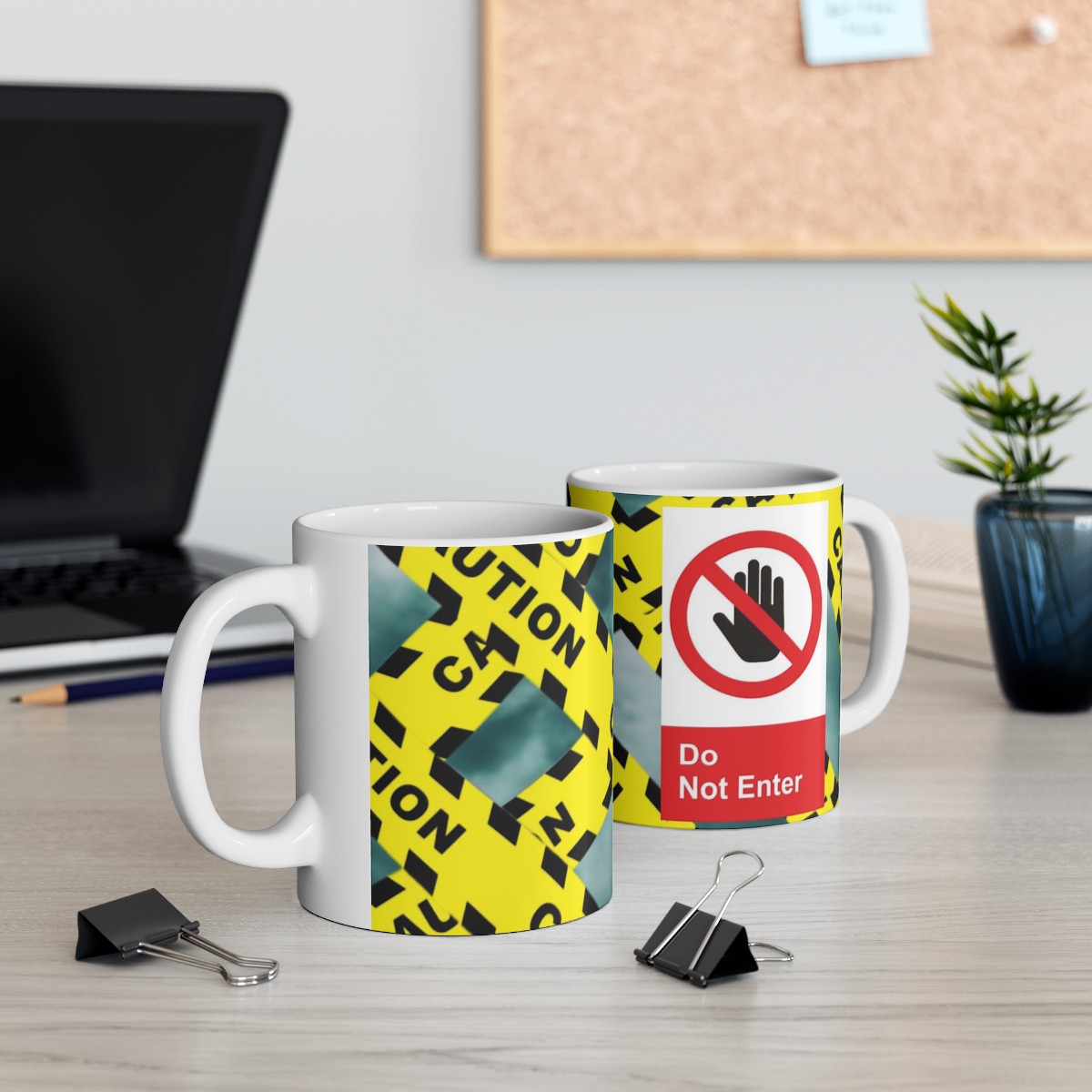 "Do Not Enter" Caution Tape Ceramic Mug 11oz product main image