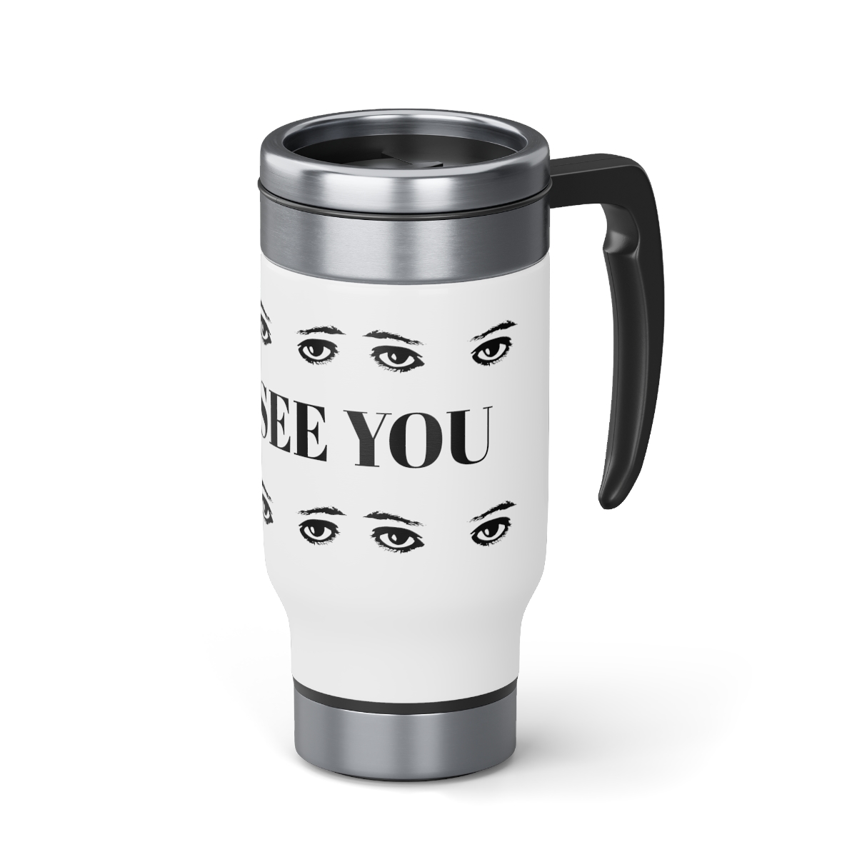 "Eye See You" Stainless Steel Travel Mug with Handle, 14oz product thumbnail image
