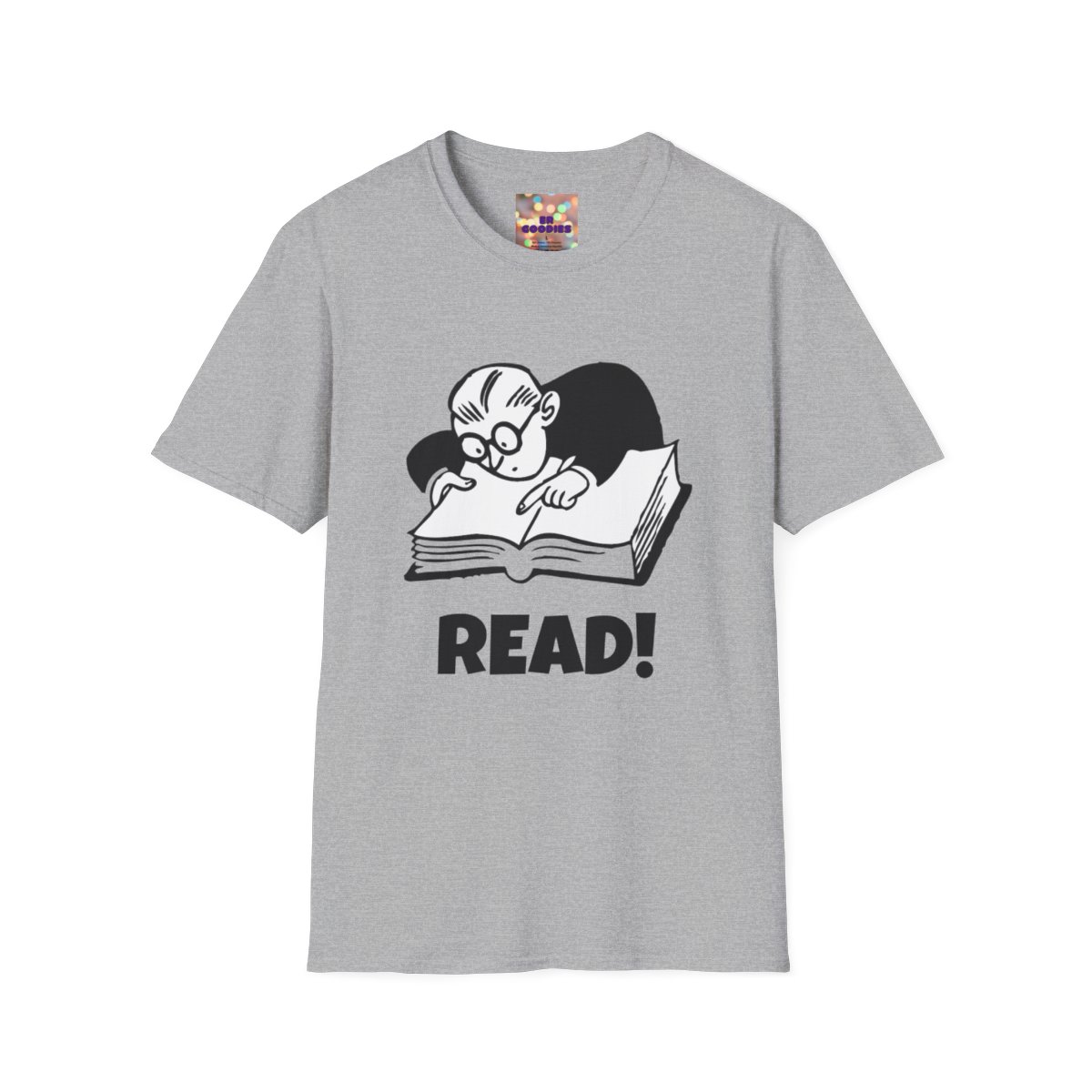"Read!" Reading Man Unisex Softstyle T-Shirt product thumbnail image