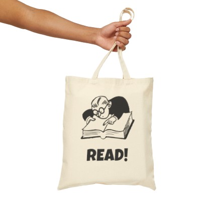 "Read!" Reading Man Cotton Canvas Tote Bag