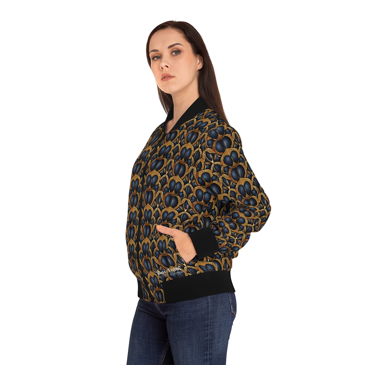 The "Blue Lotus" Bomber by Rob Dickens - Women's Bomber Jacket product main image