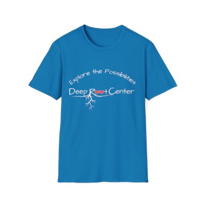Deep Root Center Logo with hearts - Unisex Softstyle T-Shirt