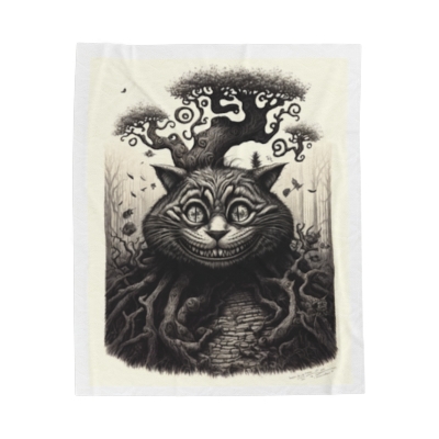 Cheshire Cat Wonderland Velveteen Plush Blanket