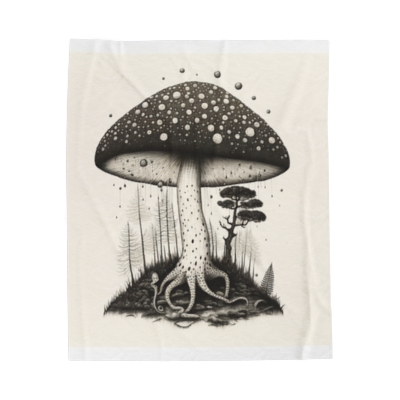 Magic Mushroom Wonderland Velveteen Plush Blanket