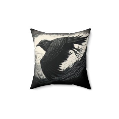 Black Crow Spun Polyester Square Pillow