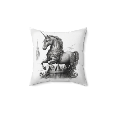 Unicorn pen & ink classic Spun Polyester Square Pillow