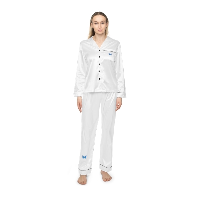 Ladies in White Satin - Pajamas (AOP) with two blue butterflies