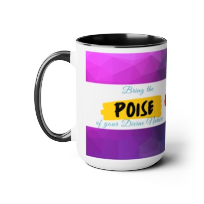 Two-Tone Coffee Mugs, 15oz -- Bring Poise to the Noise