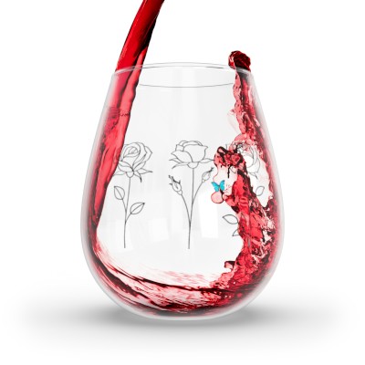Three Roses Holiday Toast - Stemless Wine Glass, 11.75oz