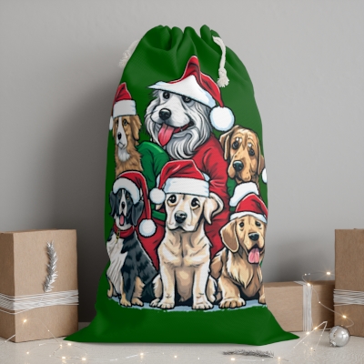 Christmas Sack/Santa's Sack/Santa Bag/Dogs/Christmas Sack with Dogs/Christmas Dogs Santa Sack