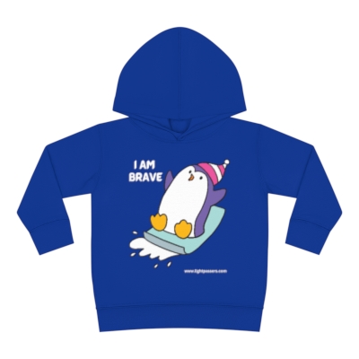 LIght Passers Marketplace Brave Penguin "I am Brave"Toddler Pullover Fleece Hoodie in many colors