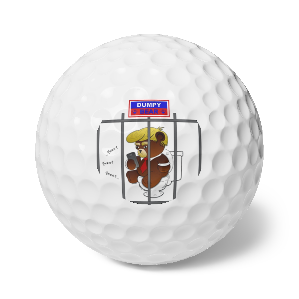 Dumpy Bear Tweeting on Toilet Behind Bars - Golf Balls, 6pcs product thumbnail image