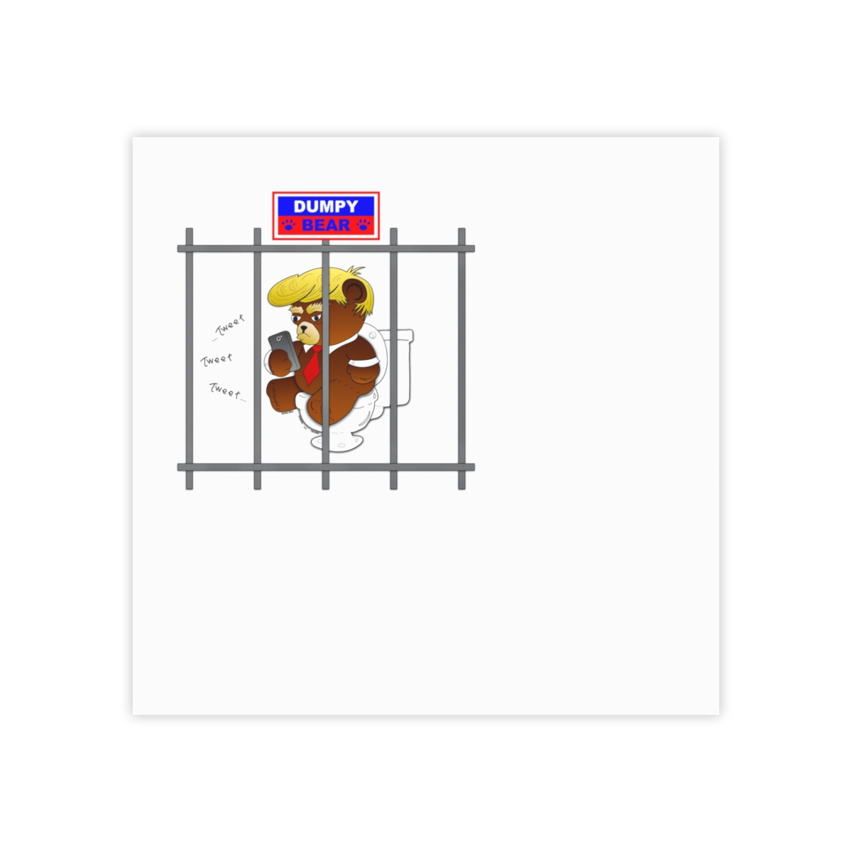 Dumpy Bear Tweeting on Toilet Behind Bars - Post-it® Note Pads product thumbnail image