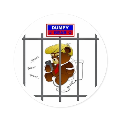 Dumpy Bear Tweeting on Toilet Behind Bars - Round Stickers, Indoor\Outdoor