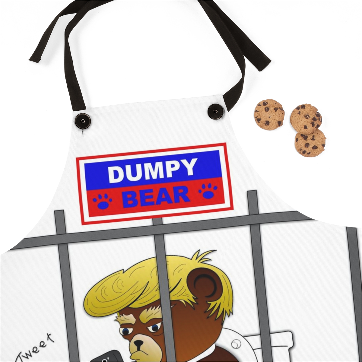 Dumpy Bear Tweeting on Toilet Behind Bars - Apron (AOP) product thumbnail image