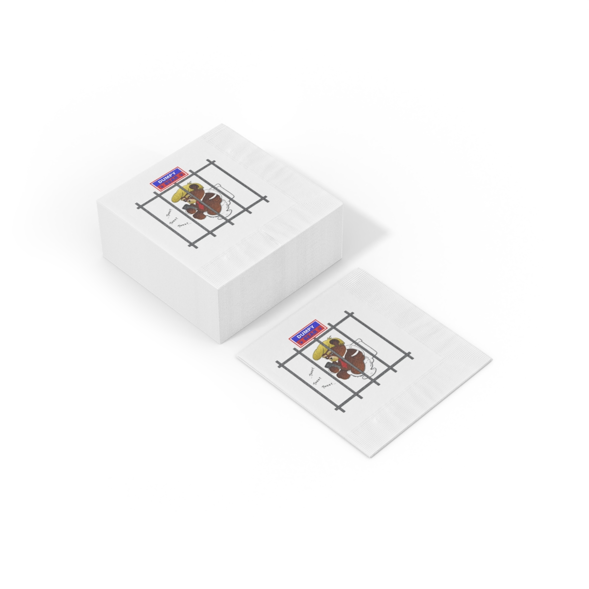 Dumpy Bear Tweeting on Toilet Behind Bars - White Coined Napkins product thumbnail image