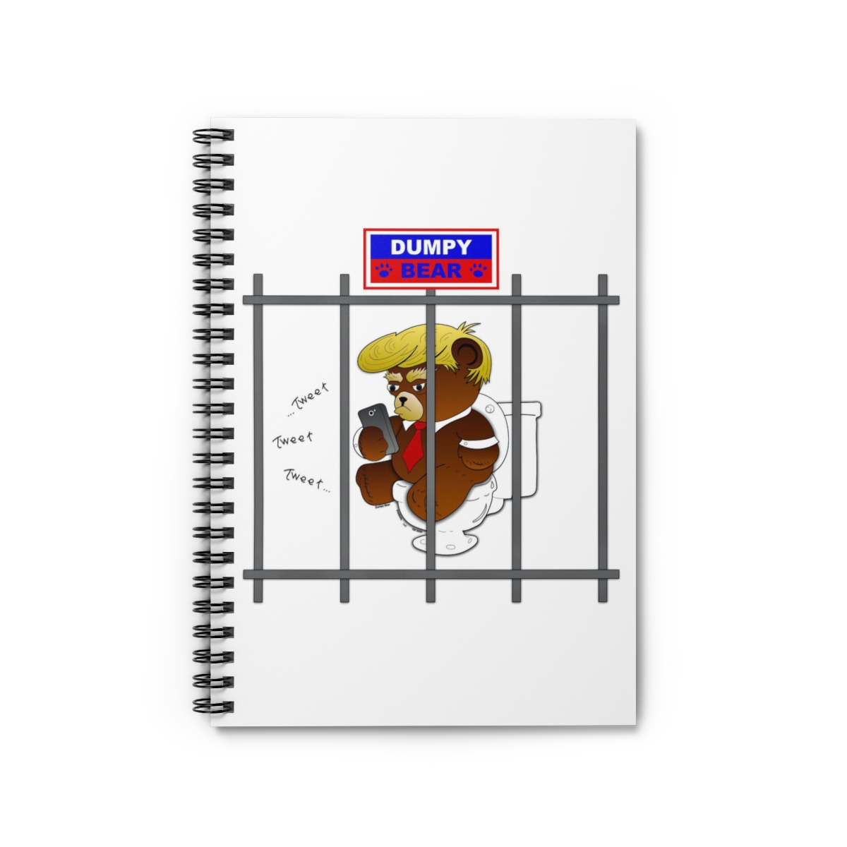 Dumpy Bear Tweeting on Toilet Behind Bars -Spiral Notebook - Ruled Line product thumbnail image