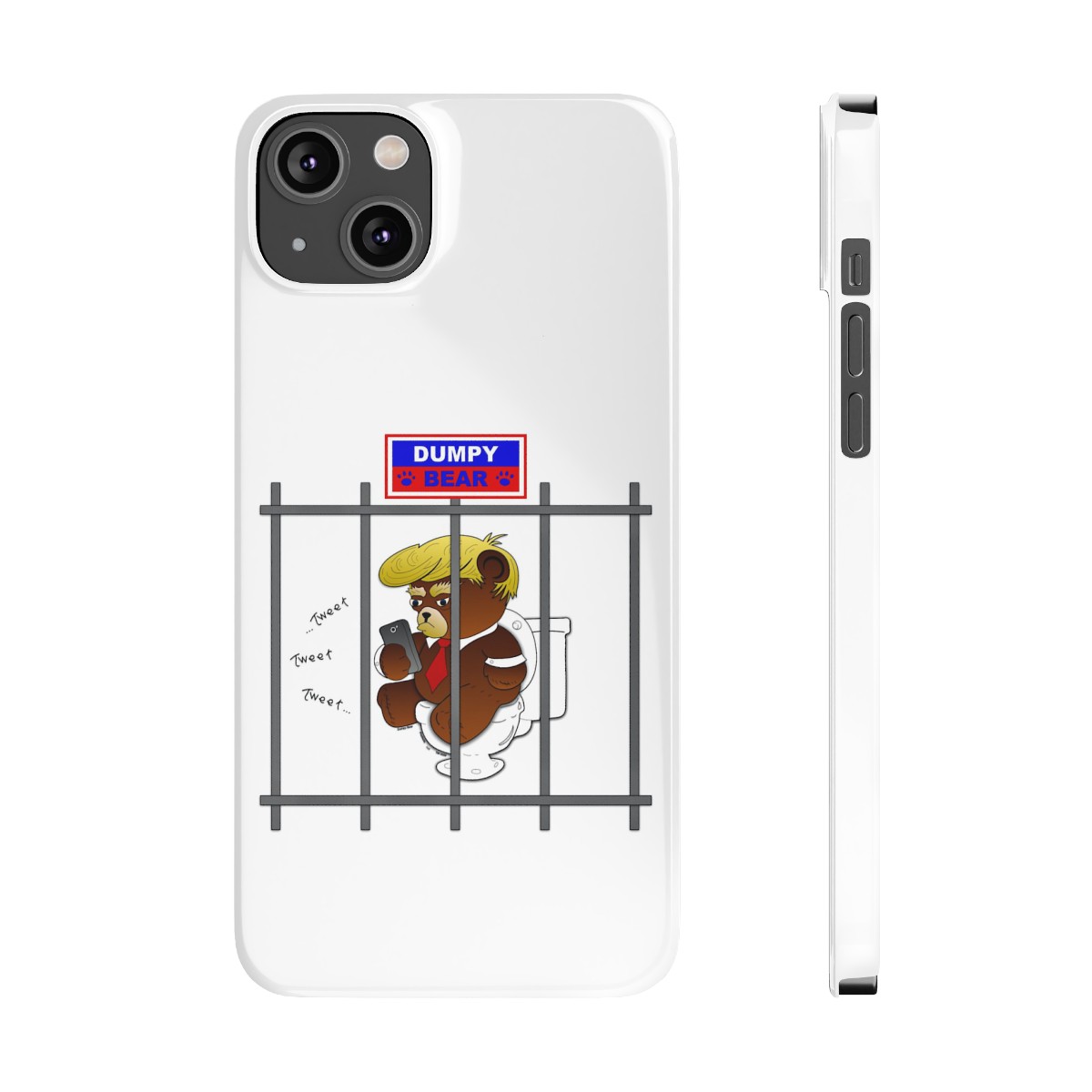 Dumpy Bear Tweeting on Toilet Behind Bars - iPhone Slim Phone Cases product thumbnail image
