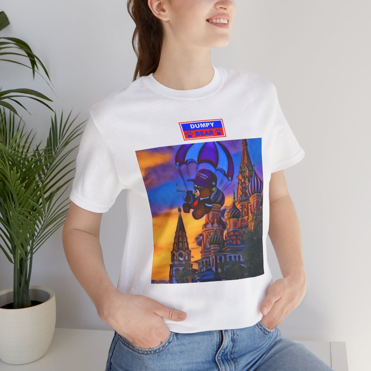 Dumpy Bear Goes to Russia - Unisex Jersey Short Sleeve Tee product thumbnail image