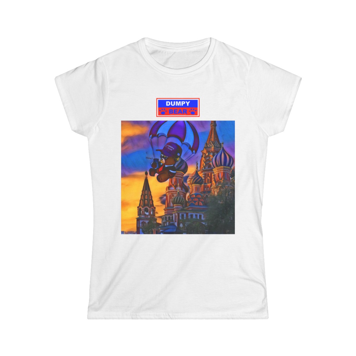 Dumpy Bear Goes to Russia - Women's Softstyle Tee product thumbnail image
