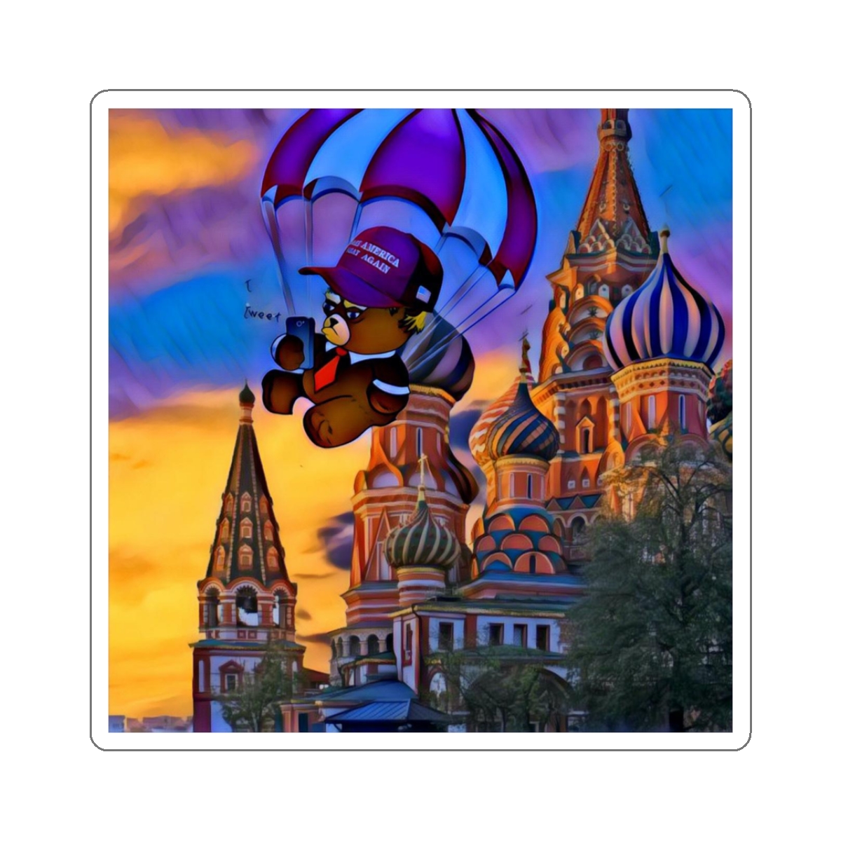 Dumpy Bear Goes to Russia - Kiss-Cut Stickers product thumbnail image