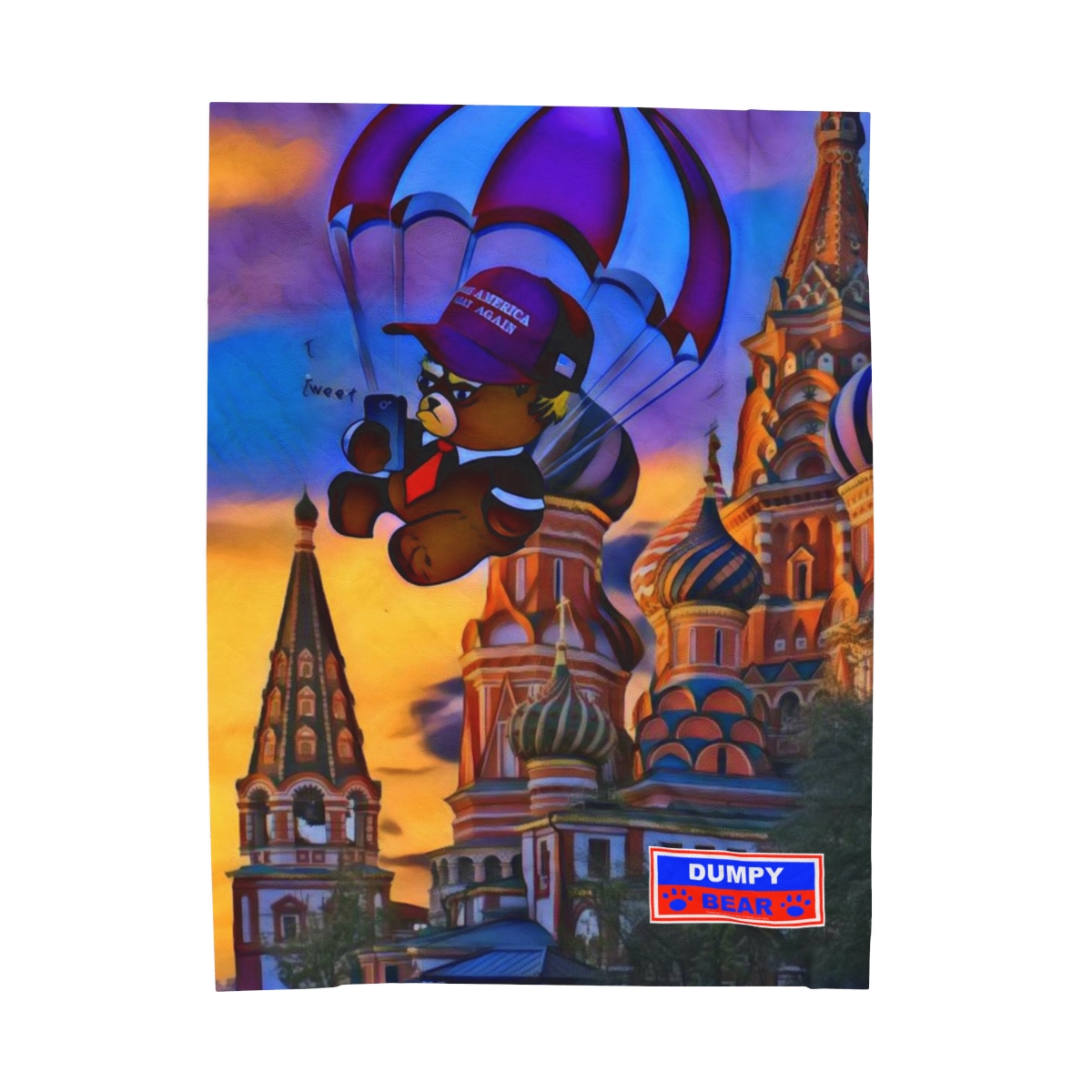 Dumpy Bear Goes to Russia - Velveteen Plush Blanket product thumbnail image