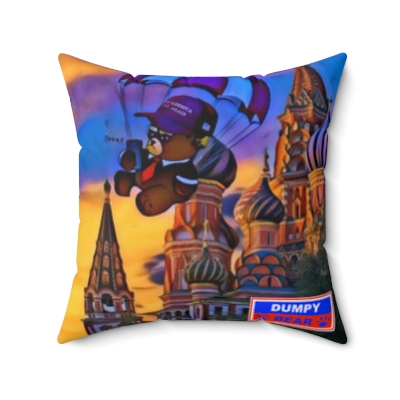 Dumpy Bear Goes to Russia - Spun Polyester Square Pillow