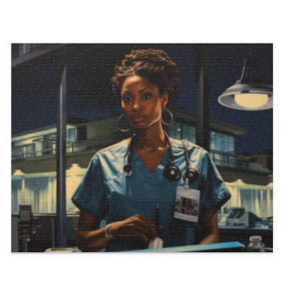 Compassionate Care: Spotlight on a Black Registered Nurse Puzzle (500-Piece)