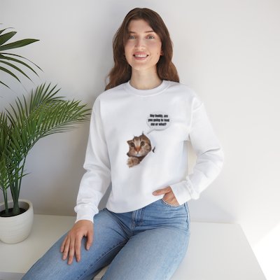 Hungry Cat Long Sleeve Sweatshirt - Stylish & Cozy Wear