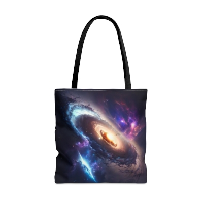 Imaginary Galaxy and Stars AOP Tote Book Shopping Bag Purple Black Blue Yellow Orange
