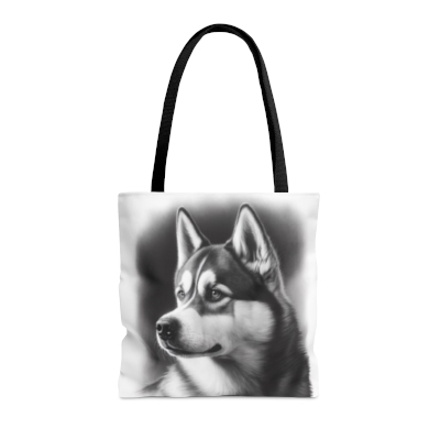 Siberian Husky Dog Charcoal Design AOP Tote Book Shopping Bag Siberia Russia