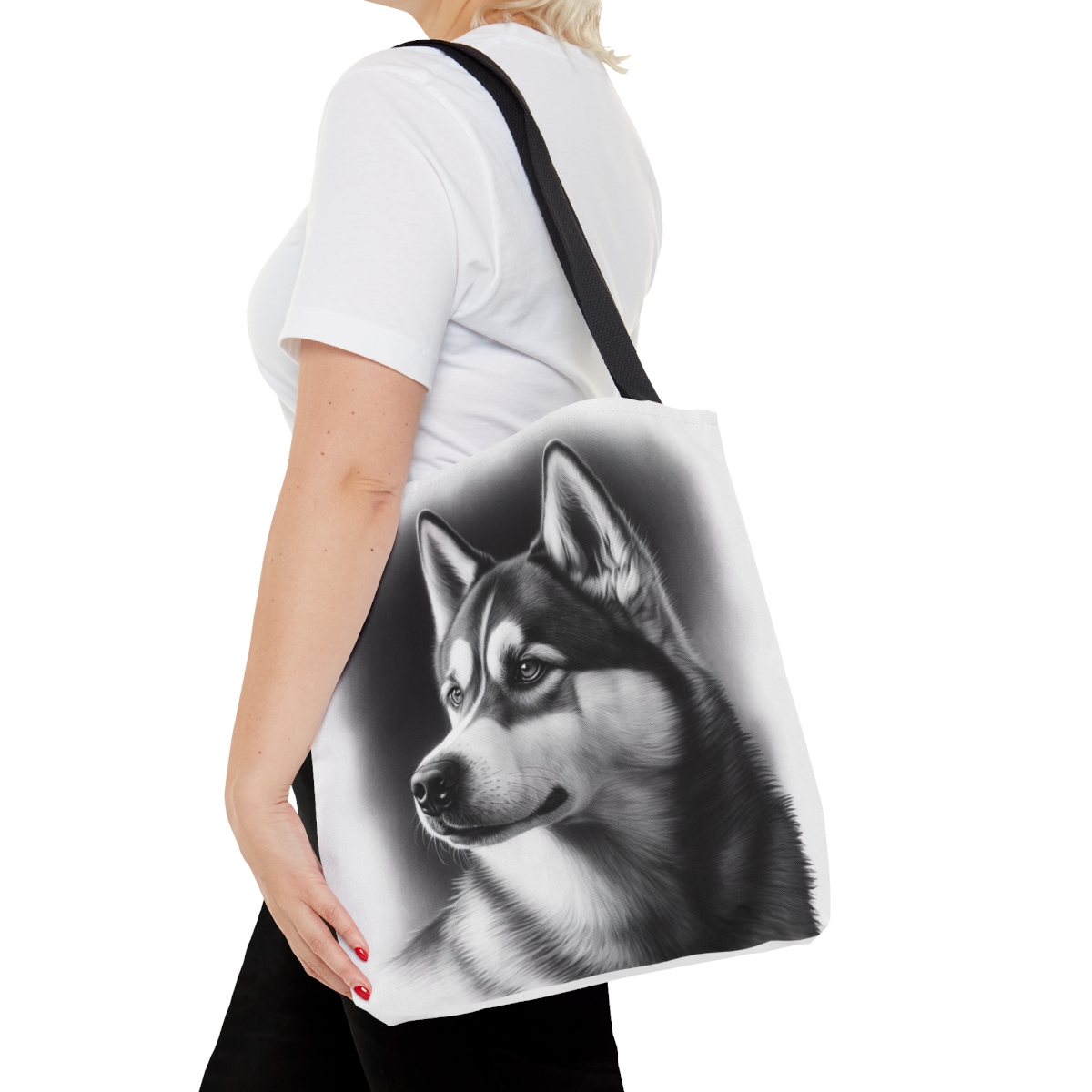Siberian Husky Dog Charcoal Design AOP Tote Book Shopping Bag Siberia Russia product thumbnail image