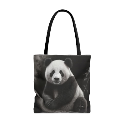 Giant Panda Bear Charcoal Design AOP Tote Book Shopping Bag