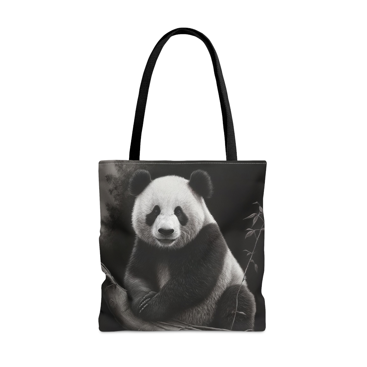 Giant Panda Bear Charcoal Design AOP Tote Book Shopping Bag product main image