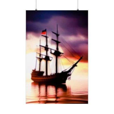 Pirate Ship Stylized Matte Vertical Posters