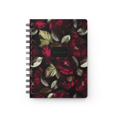 Hardcover Spiral Bound Notebook - Burgundy Peony Floral 