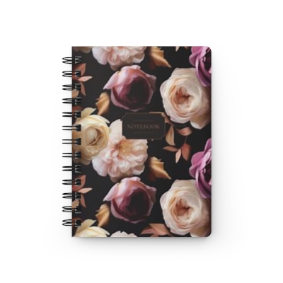 Hardcover Spiral Bound Notebook - Dark Vibrant Floral 