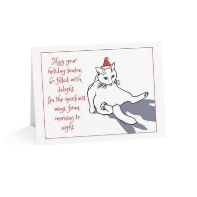 Cat art drawing Greeting Christmas Cards: Quirky Ways - Blank Inside, humorous
