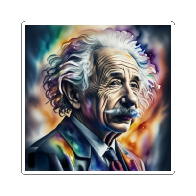 Albert Einstein Portrait Stylized Colorful Mock Up Sticker